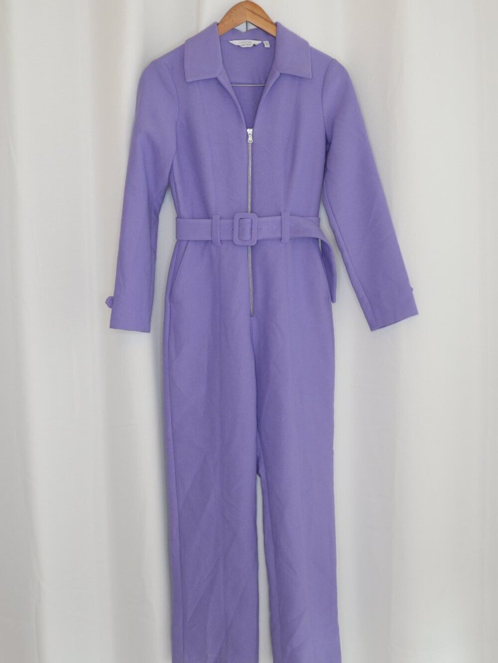 & Other Stories Belted Collared Lilac Purple Flared Jumpsuit Sz 2/XS - Picture 3 of 11